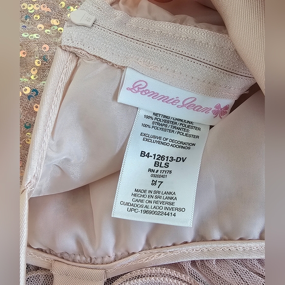 Bonnie Jean Glittering Pink/Peach Sequin Formal Dress Girl's Size 7 - Picture 3 of 3